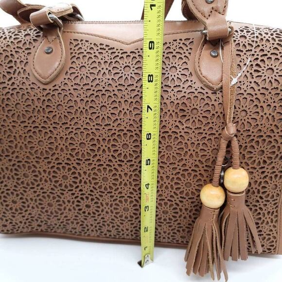 The Sak Purse Bag Satchel Leather Laurel Canyon Tobacco Moroccan Perforated - Picture 7 of 9